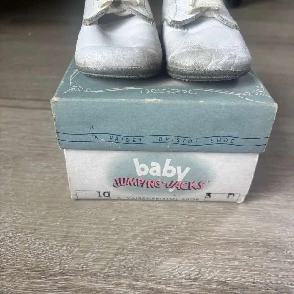 Vintage Baby Jumping Jacks Vaisey Bristol White Leather Shoes Size 3 D Boxed 50s